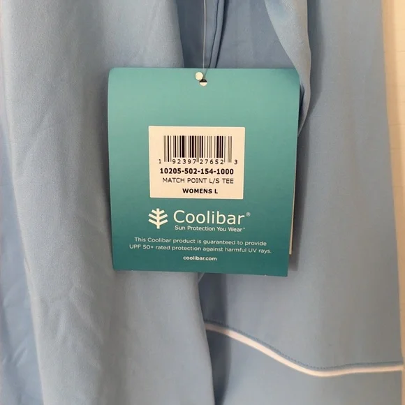 Coolibar match point upf50 long sleeve shirt - NWT large blue - Picture 3 of 4